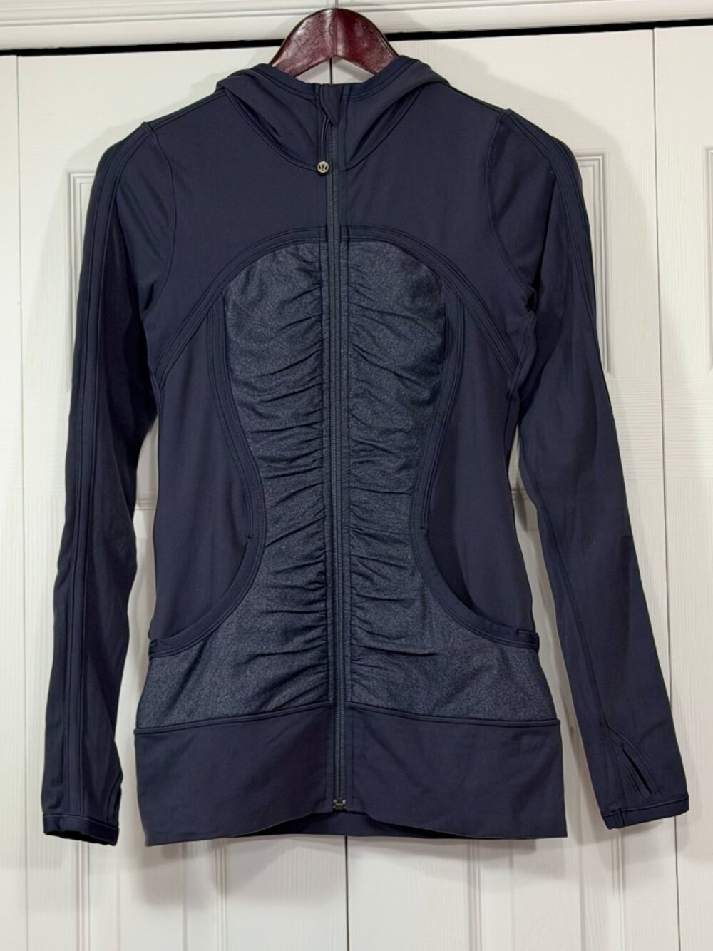 Lululemon Pure Balance Dark Gray Ruched Hooded Jacket (Size 4)